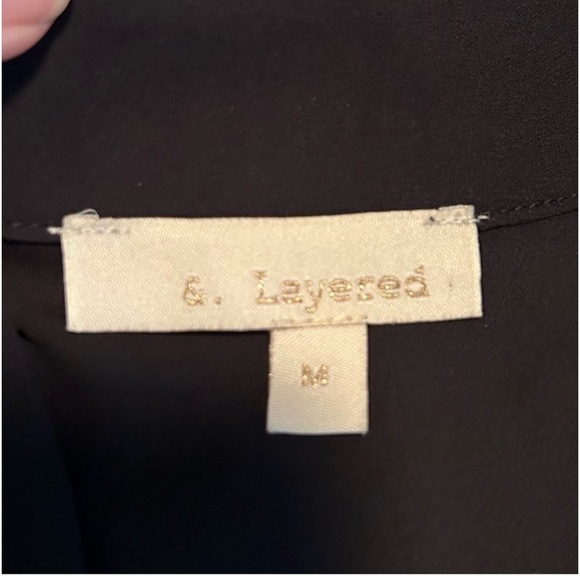 & layered black, lightweight, long sleeve women's top with side tie size M - Picture 3 of 7